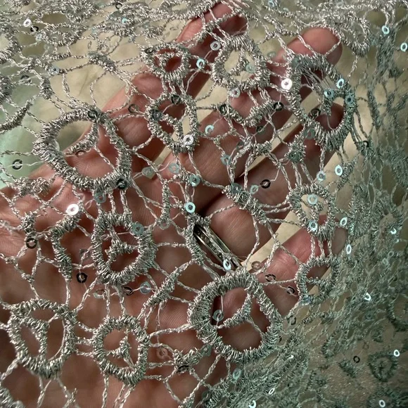 Cachet Cream silver Lace Mini Dress Size 14 - Picture 8 of 10